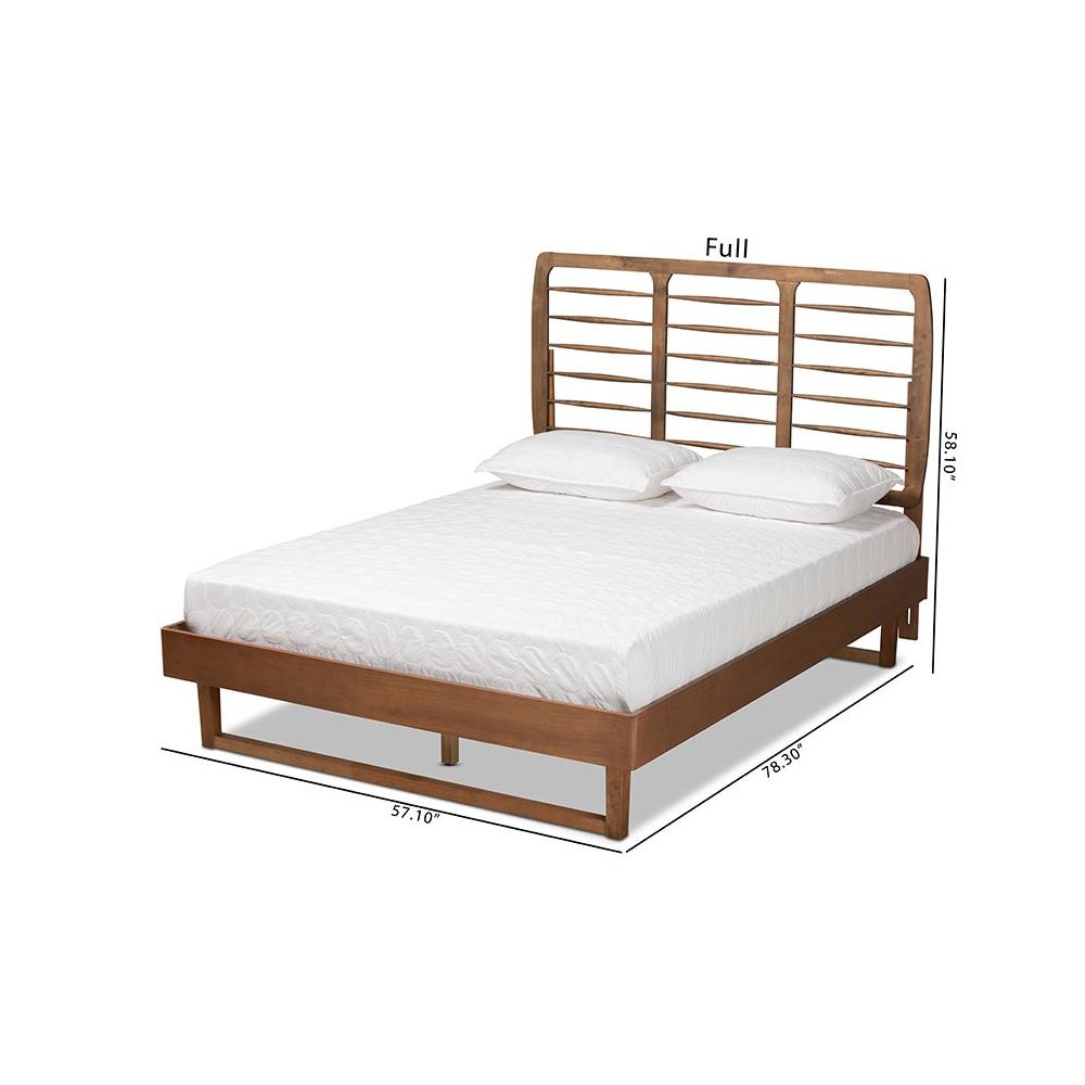 Lucie Modern and Contemporary Walnut Brown Finished Wood Queen Size Platform Bed. Picture 8