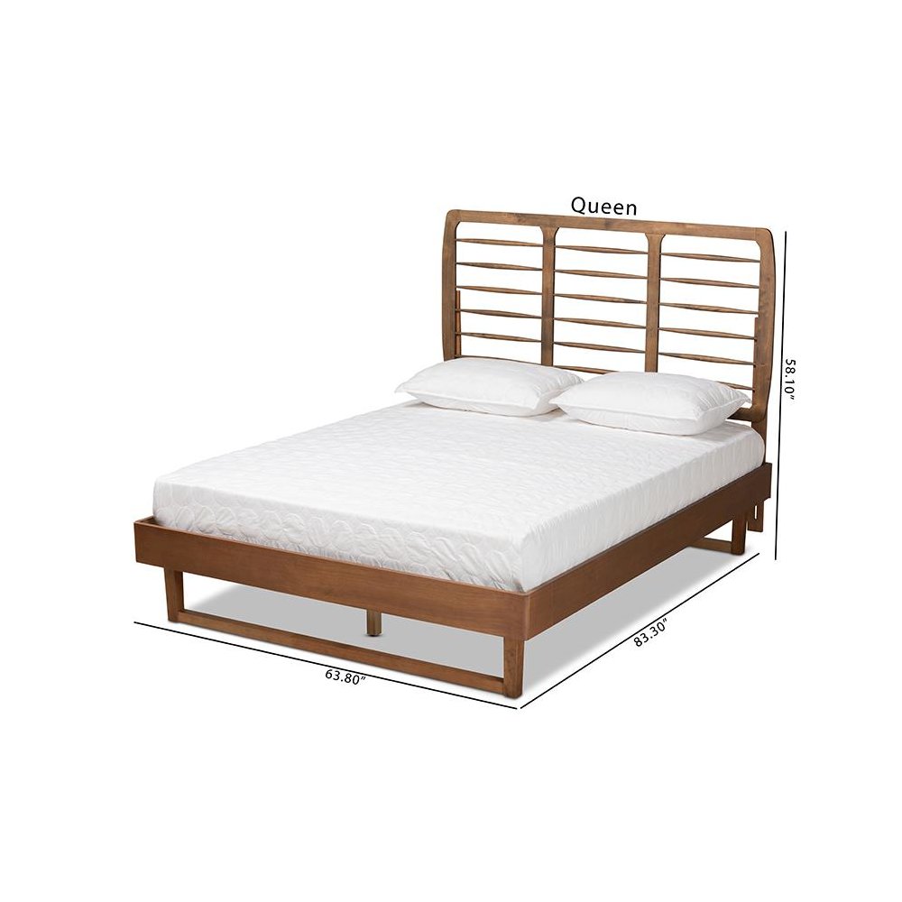 Lucie Modern and Contemporary Walnut Brown Finished Wood Queen Size Platform Bed. Picture 9