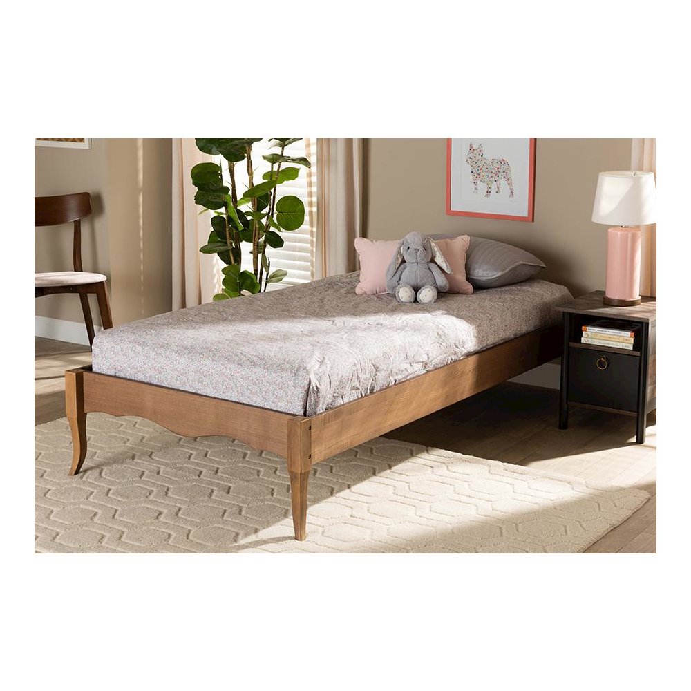 Inspired Ash Walnut Finished Wood Twin Size Platform Bed Frame. Picture 17