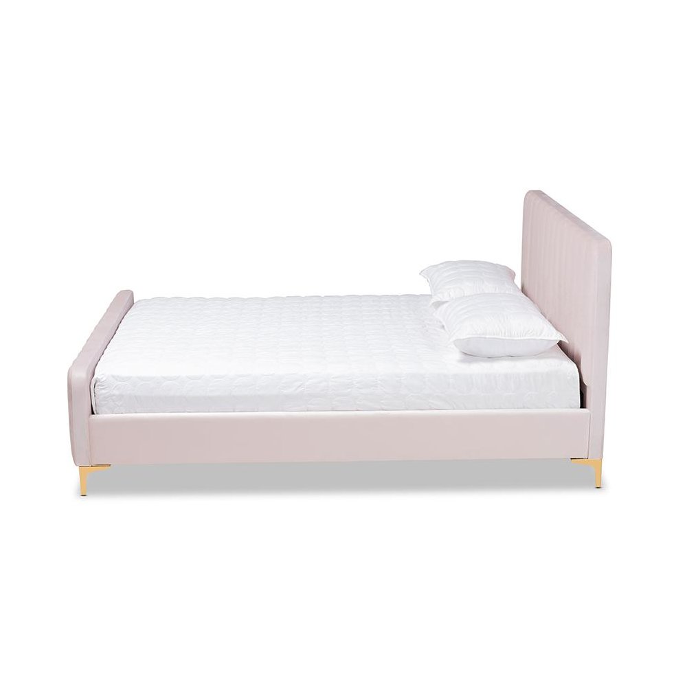 Gold Finished Queen Size Platform Bed. Picture 2