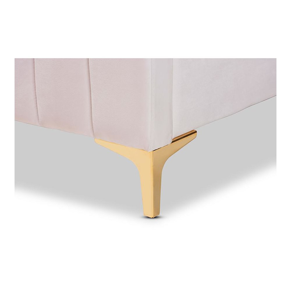 Gold Finished Queen Size Platform Bed. Picture 5