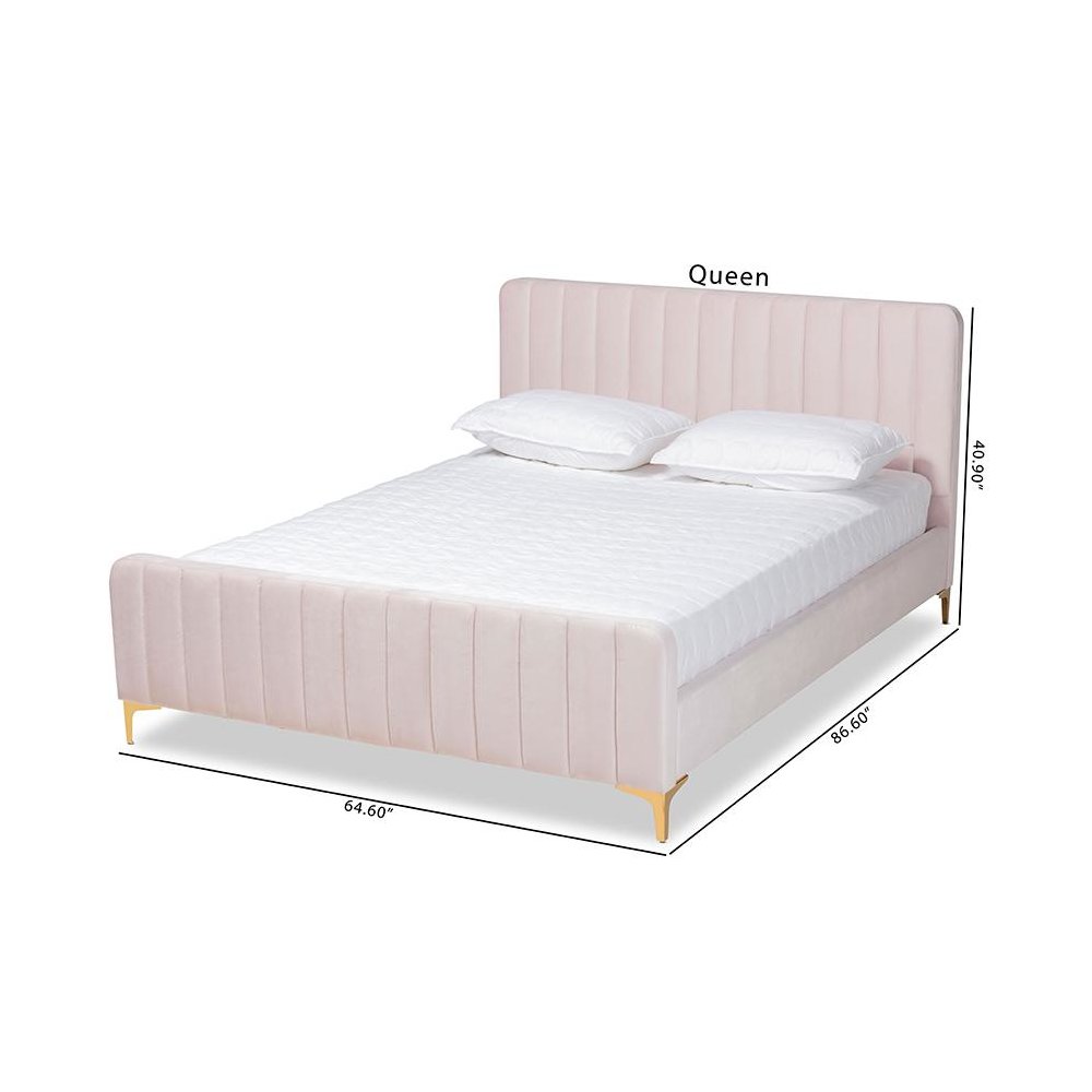 Gold Finished Queen Size Platform Bed. Picture 9
