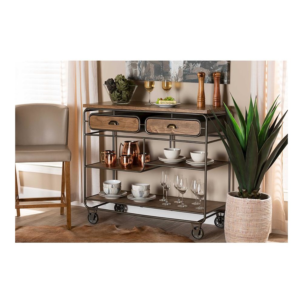 Black Finished Metal 2-Drawer Kitchen Cart. Picture 21