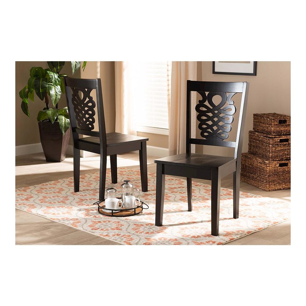 Transitional Dark Brown Finished Wood 2-Piece Dining Chair Set. Picture 17