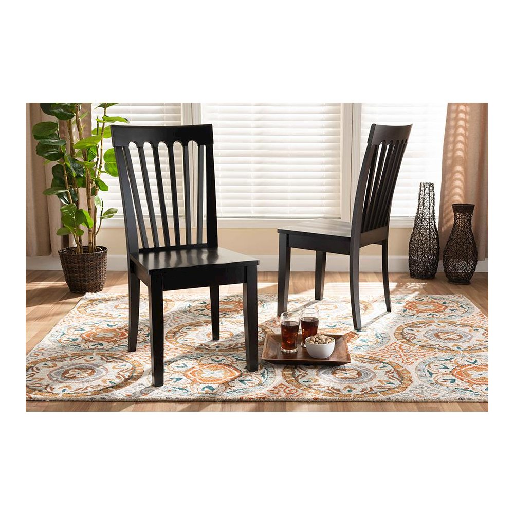 Transitional Dark Brown Finished Wood 2-Piece Dining Chair Set. Picture 17
