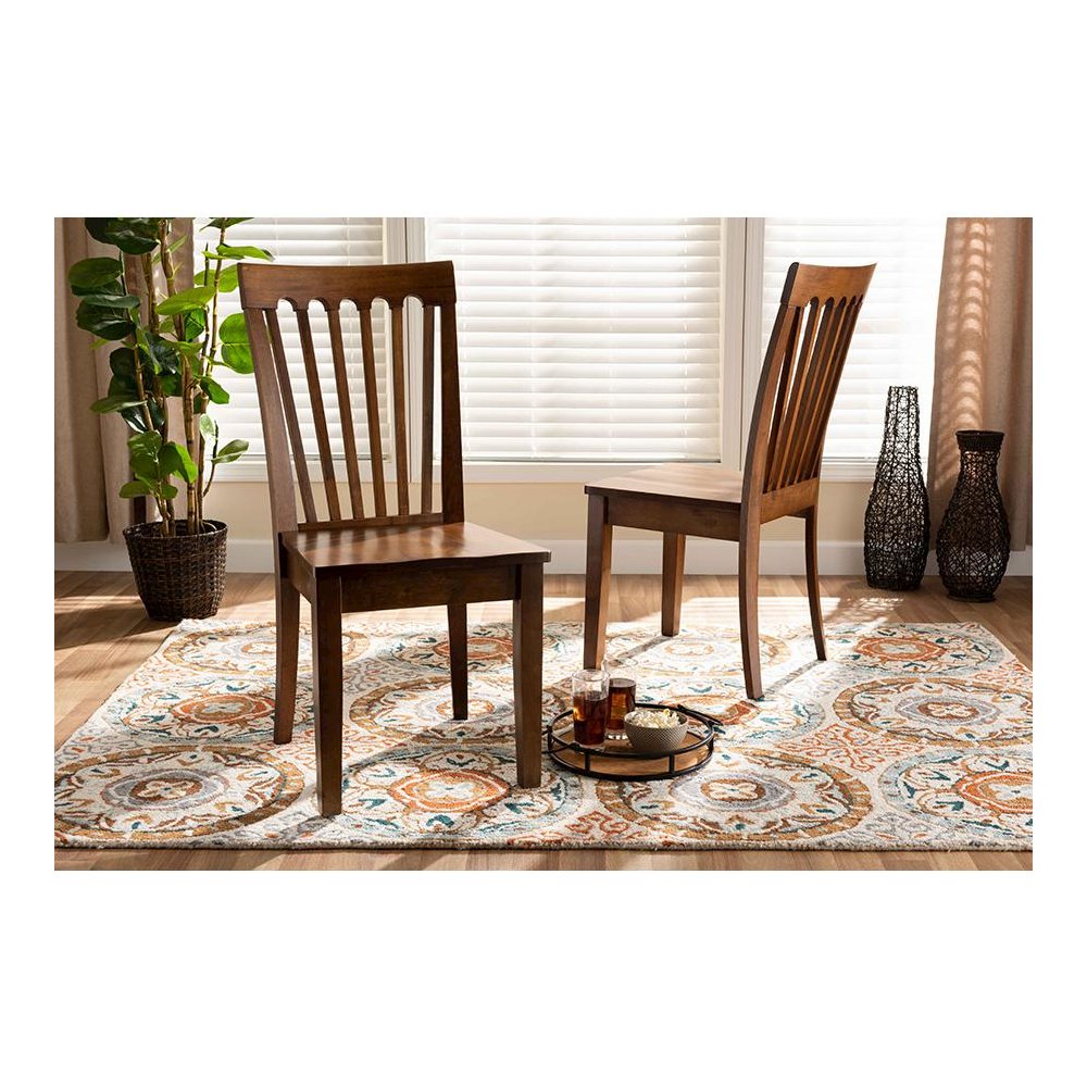 Transitional Walnut Brown Finished Wood 2-Piece Dining Chair Set. Picture 17