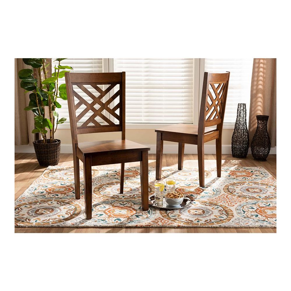 Transitional Walnut Brown Finished Wood 2-Piece Dining Chair Set. Picture 17