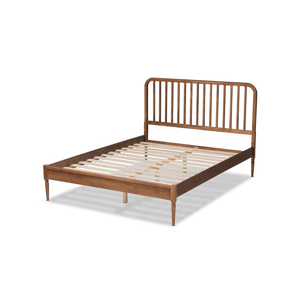 Walnut Brown Finished Wood Queen Size Platform Bed. Picture 3