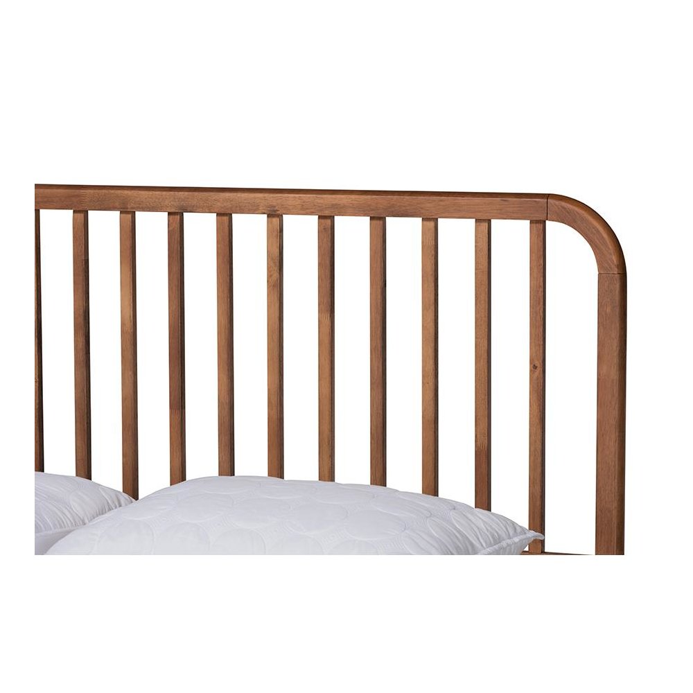 Walnut Brown Finished Wood Queen Size Platform Bed. Picture 4
