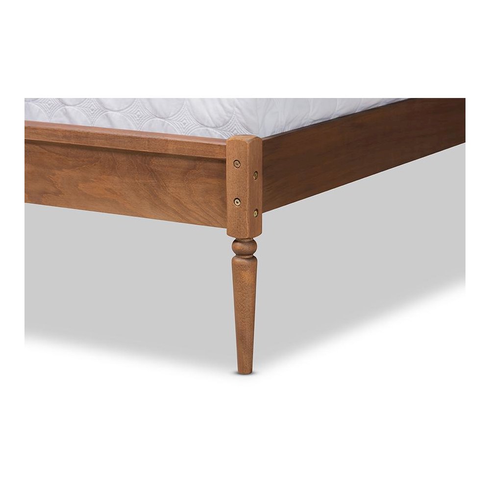 Walnut Brown Finished Wood Queen Size Platform Bed. Picture 5