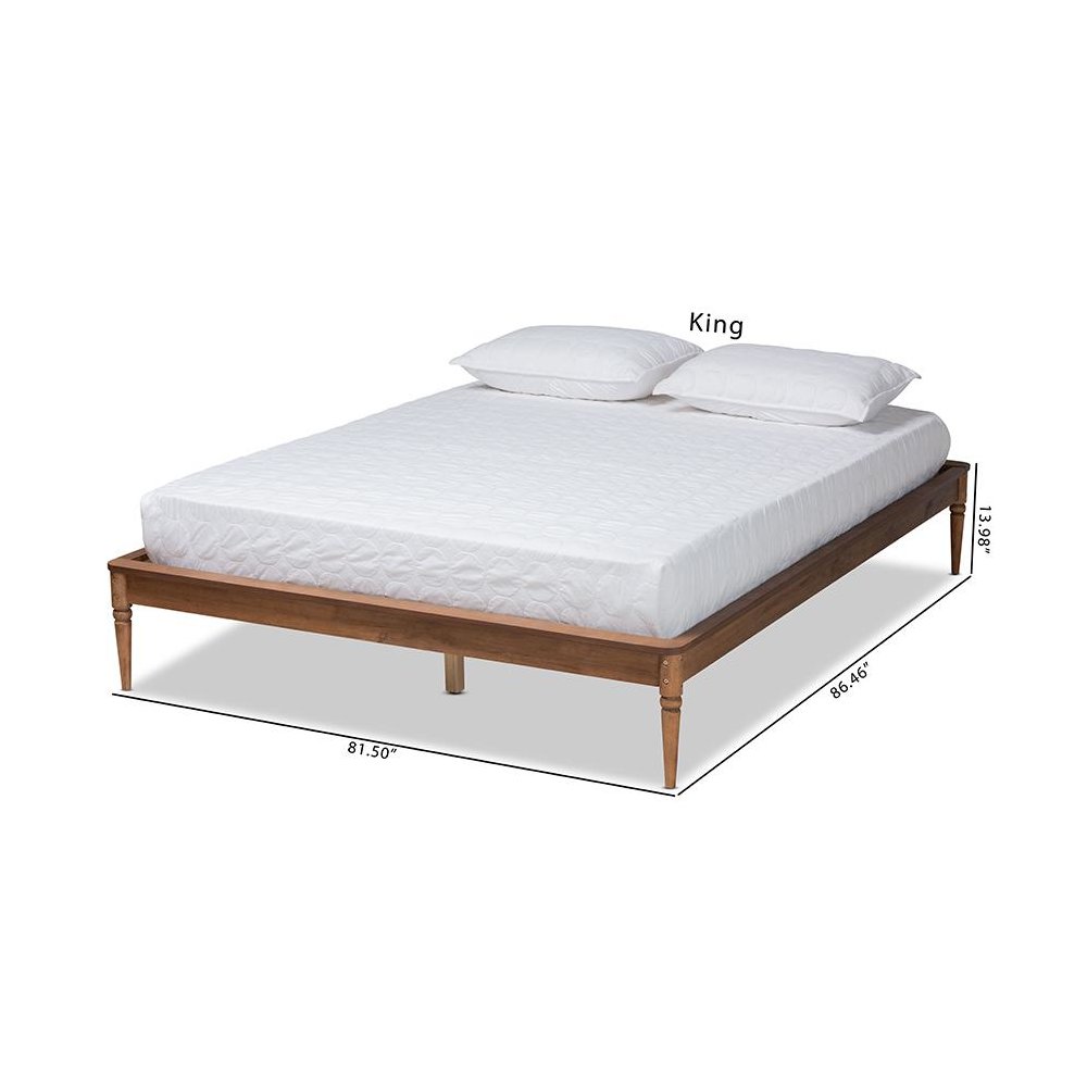 Tallis Classic and Traditional Walnut Brown Finished Wood Queen Size Bed Frame. Picture 10