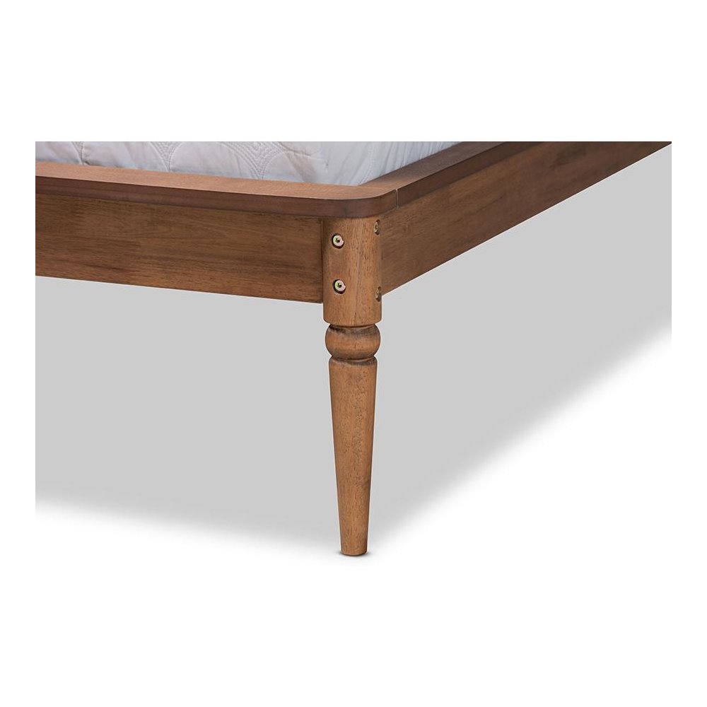 Tallis Classic and Traditional Walnut Brown Finished Wood Queen Size Bed Frame. Picture 4