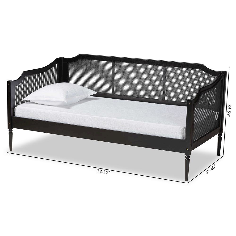 Charcoal Finished Wood and Synthetic Rattan Twin Size Daybed. Picture 18
