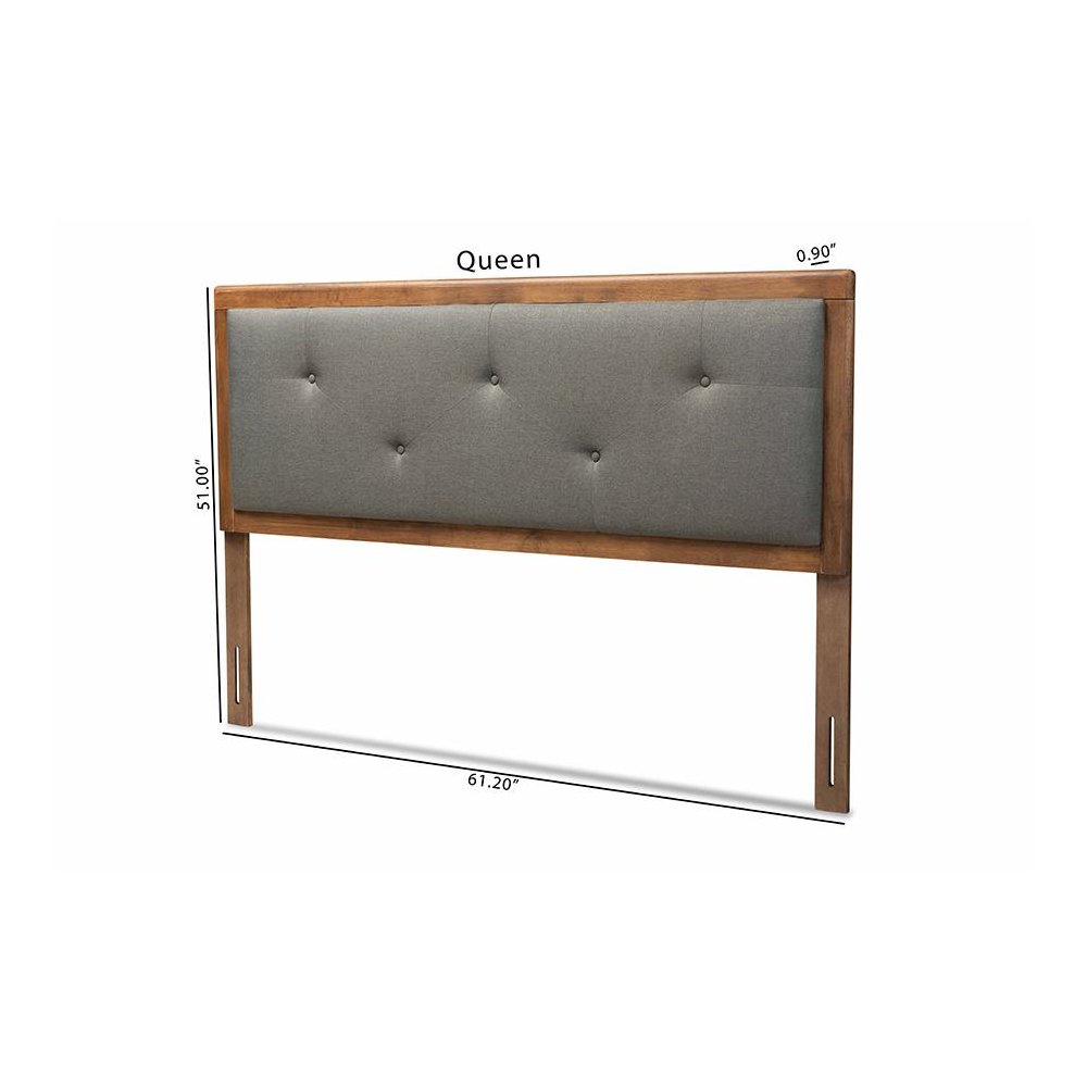 Walnut Brown Finished Wood Queen Size Headboard. Picture 7