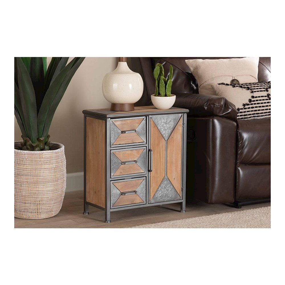 Whitewashed Oak Brown Finished Wood 3-Drawer Accent Storage Cabinet. Picture 19