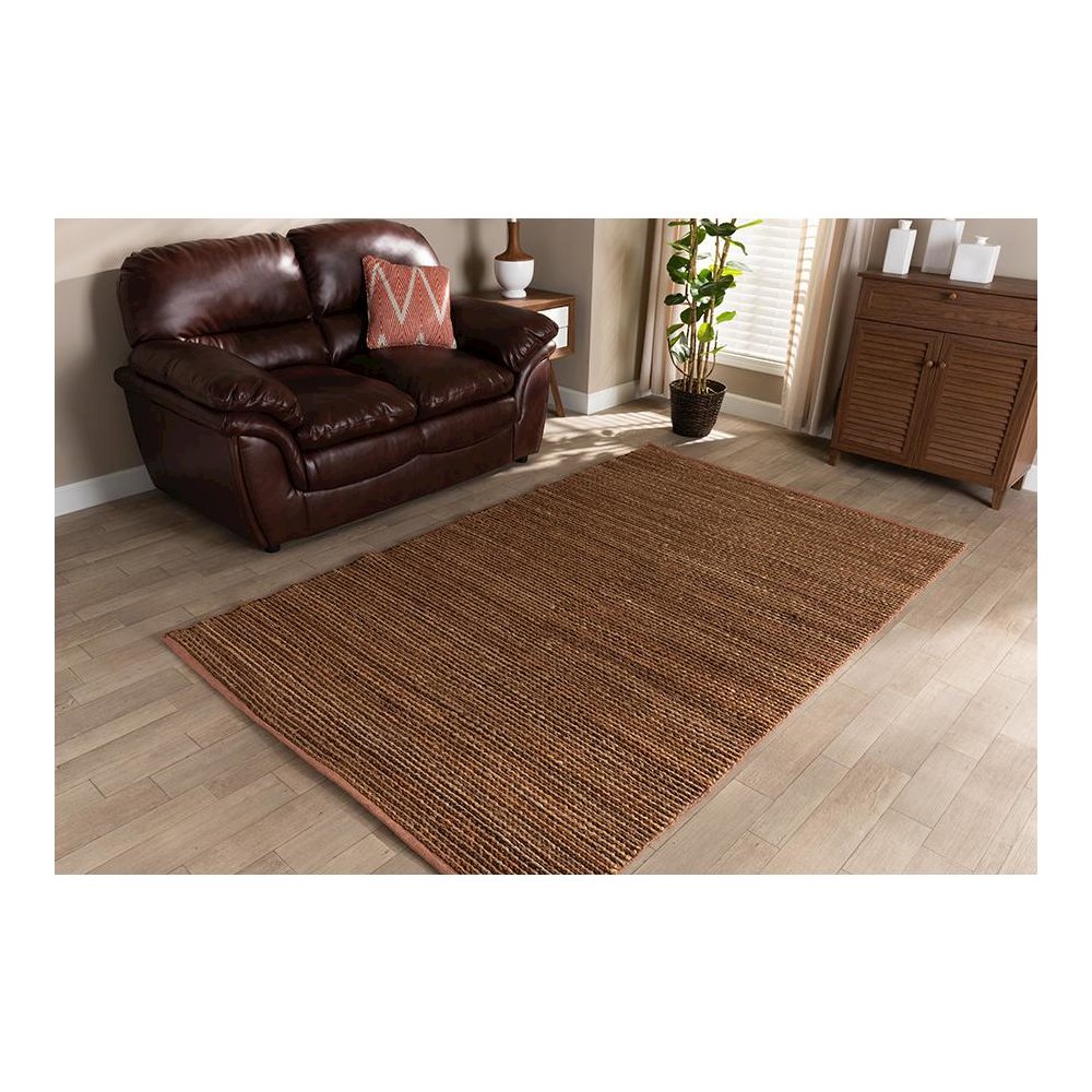 Zaguri Modern and Contemporary Natural Handwoven Leather Blend Area Rug. Picture 9