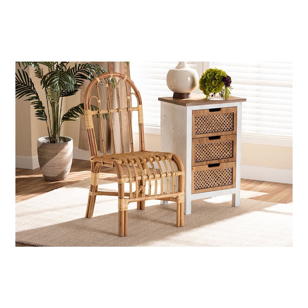 bali & pari Athena Modern and Contemporary Natural Finished Rattan Dining Chair. Picture 17