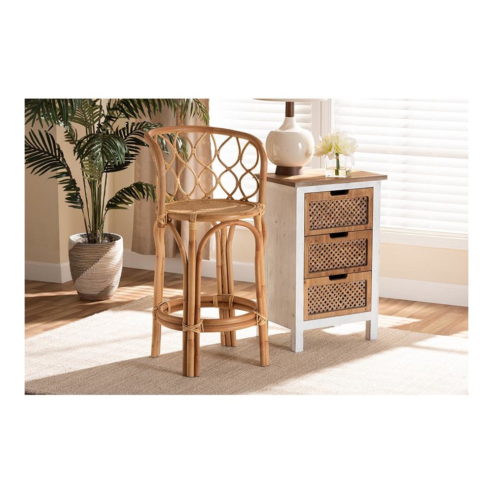 bali & pari Diana Modern and Contemporary Natural Finished Rattan Counter Stool. Picture 17