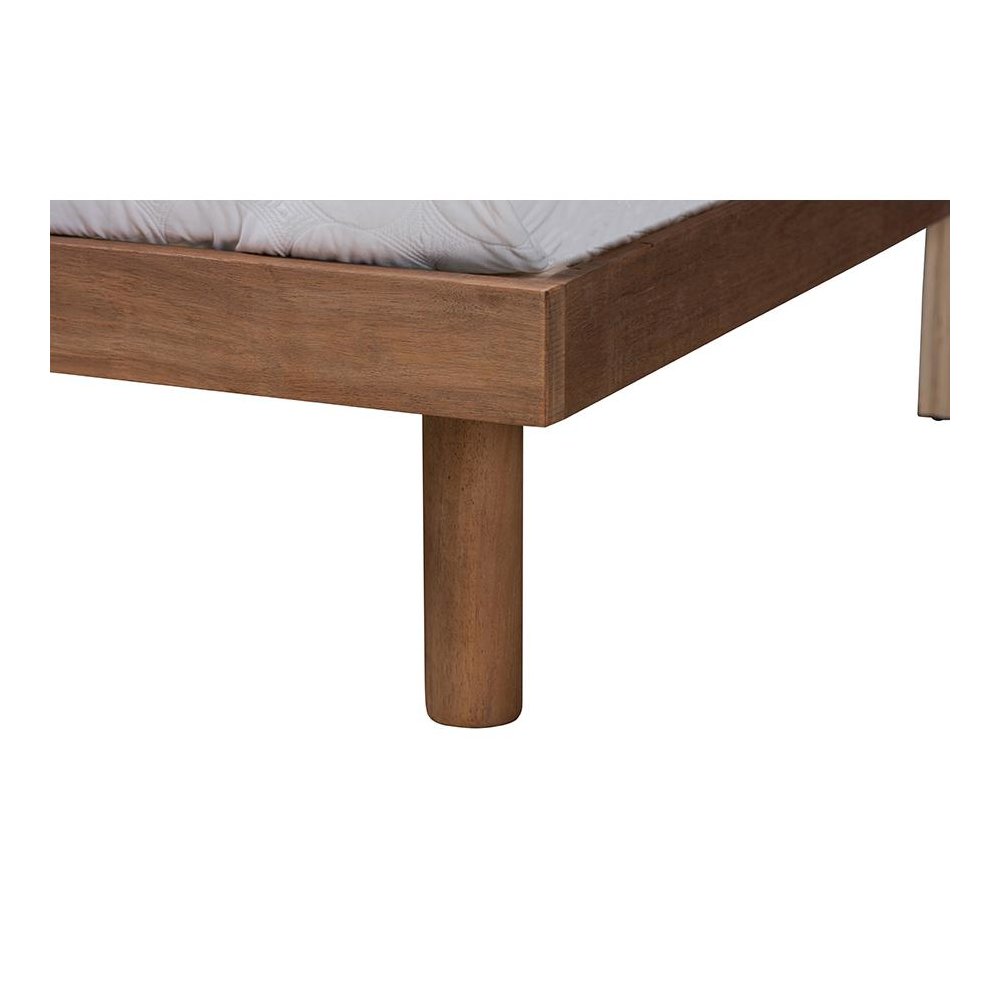 Walnut Brown Finished Wood Queen Size Platform Bed with Charging Station. Picture 5
