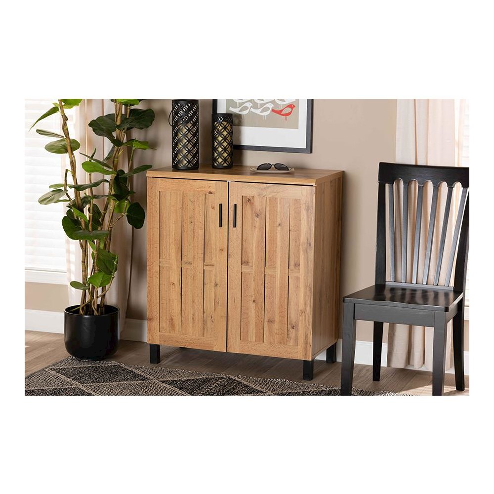 Excel Modern and Contemporary Oak Brown Finished Wood 2-Door Storage Cabinet. Picture 19