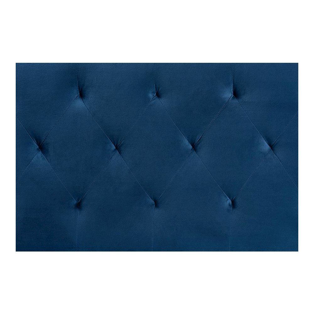 Navy Blue Velvet Fabric Upholstered Queen Size Headboard. Picture 3