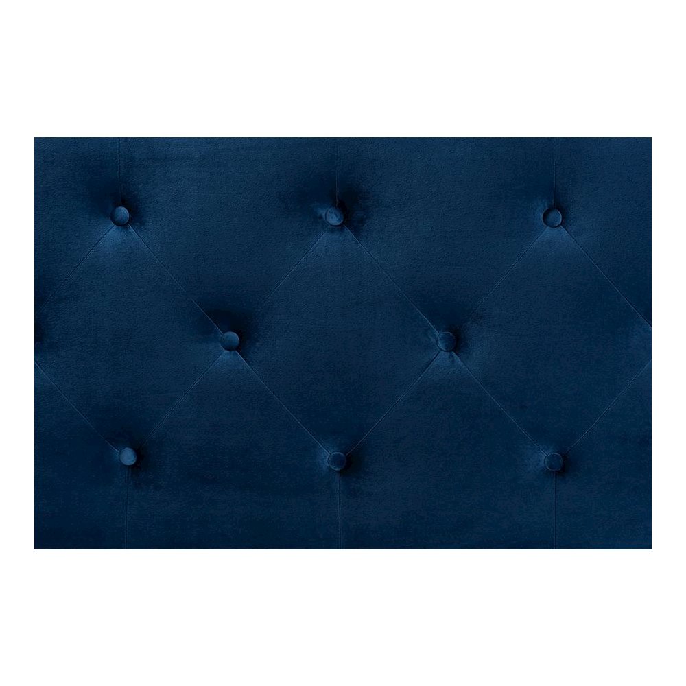 Navy Blue Velvet Fabric Upholstered Queen Size Headboard. Picture 3