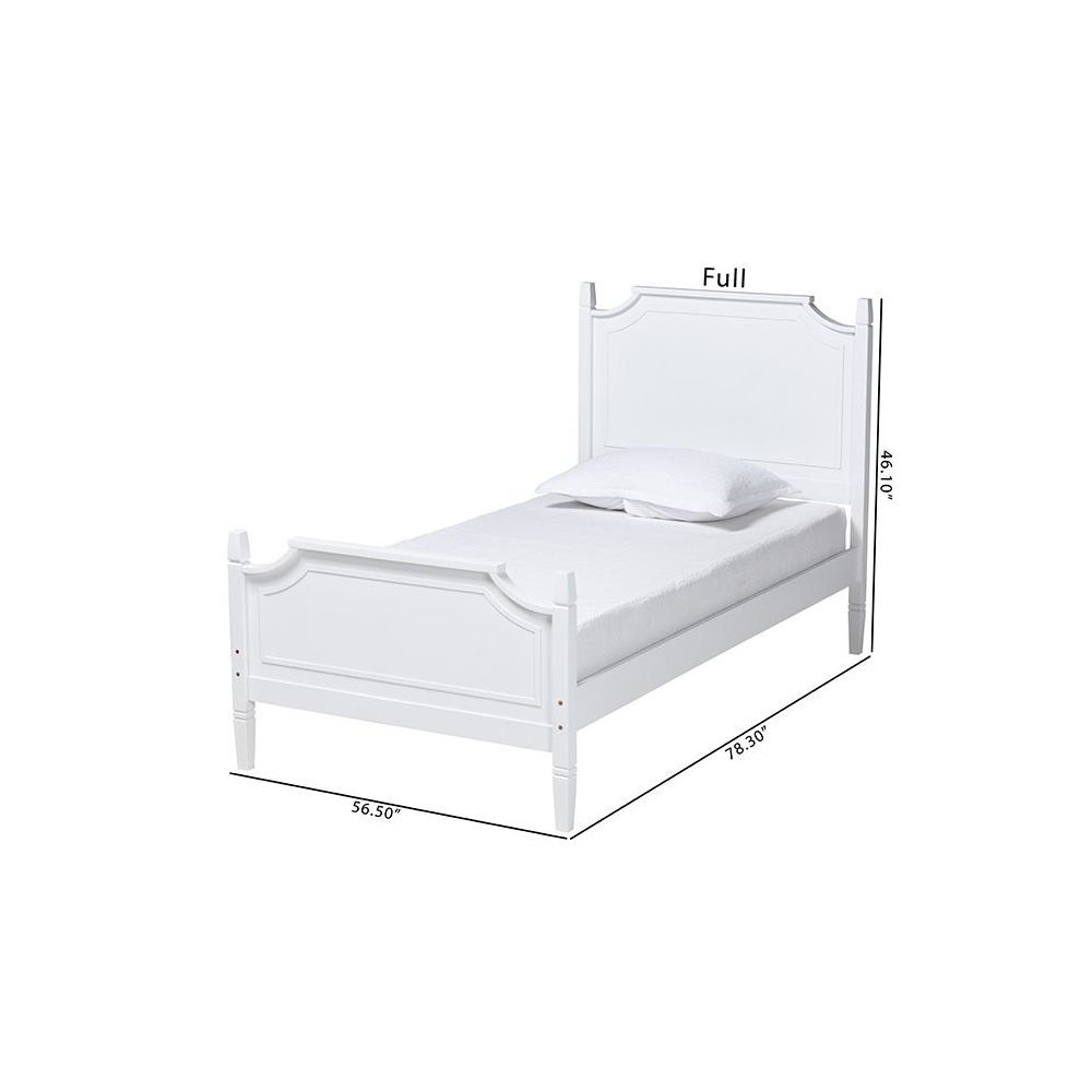 Mariana Classic and Traditional White Finished Wood Full Size Platform Bed. Picture 10