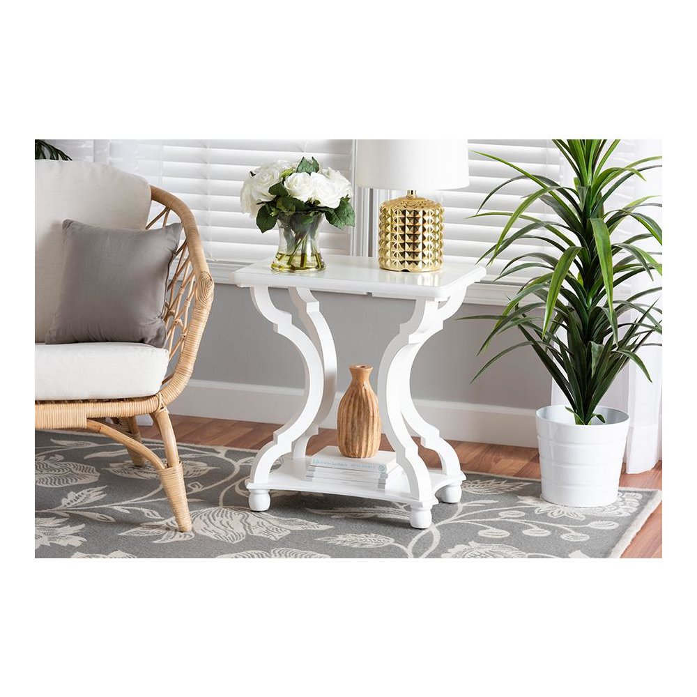 Baxton Studio Cianna Classic and Traditional White Wood End Table. Picture 19