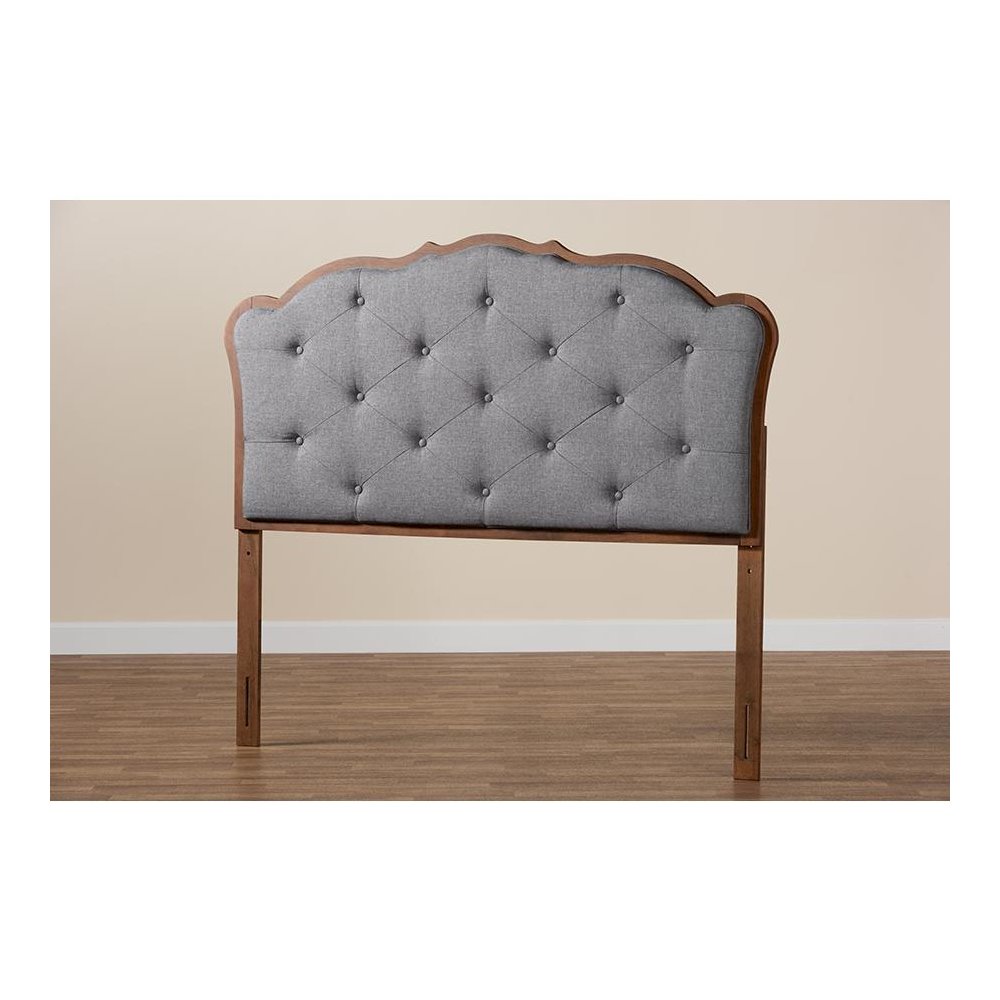 Walnut Brown Finished Wood Queen Size Headboard. Picture 6
