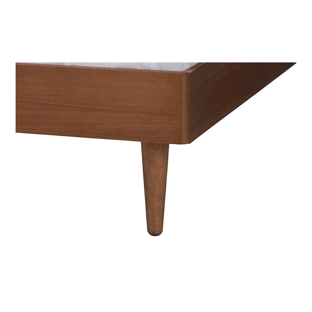 Macaria Mid-Century Modern Ash Walnut Woven Rattan King Size Bed. Picture 5
