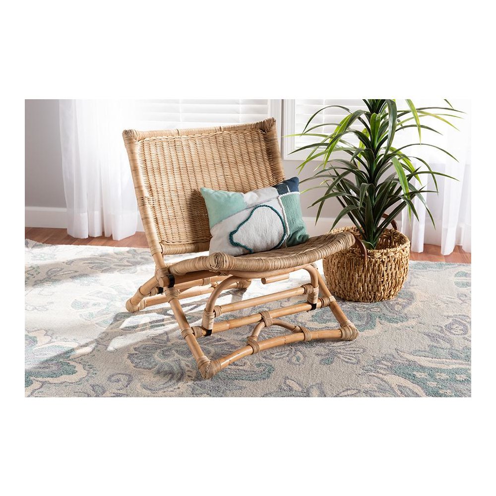 Bohemian Natural Brown Antique Rattan Foldable Lounge Chair. Picture 23