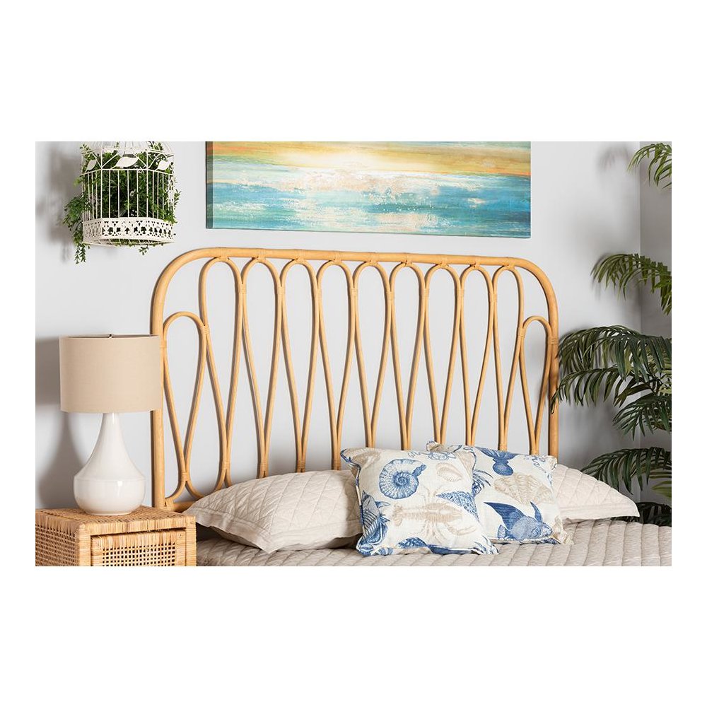 Bohemian Natural Brown Rattan Queen Size Wall-mount Headboard. Picture 15
