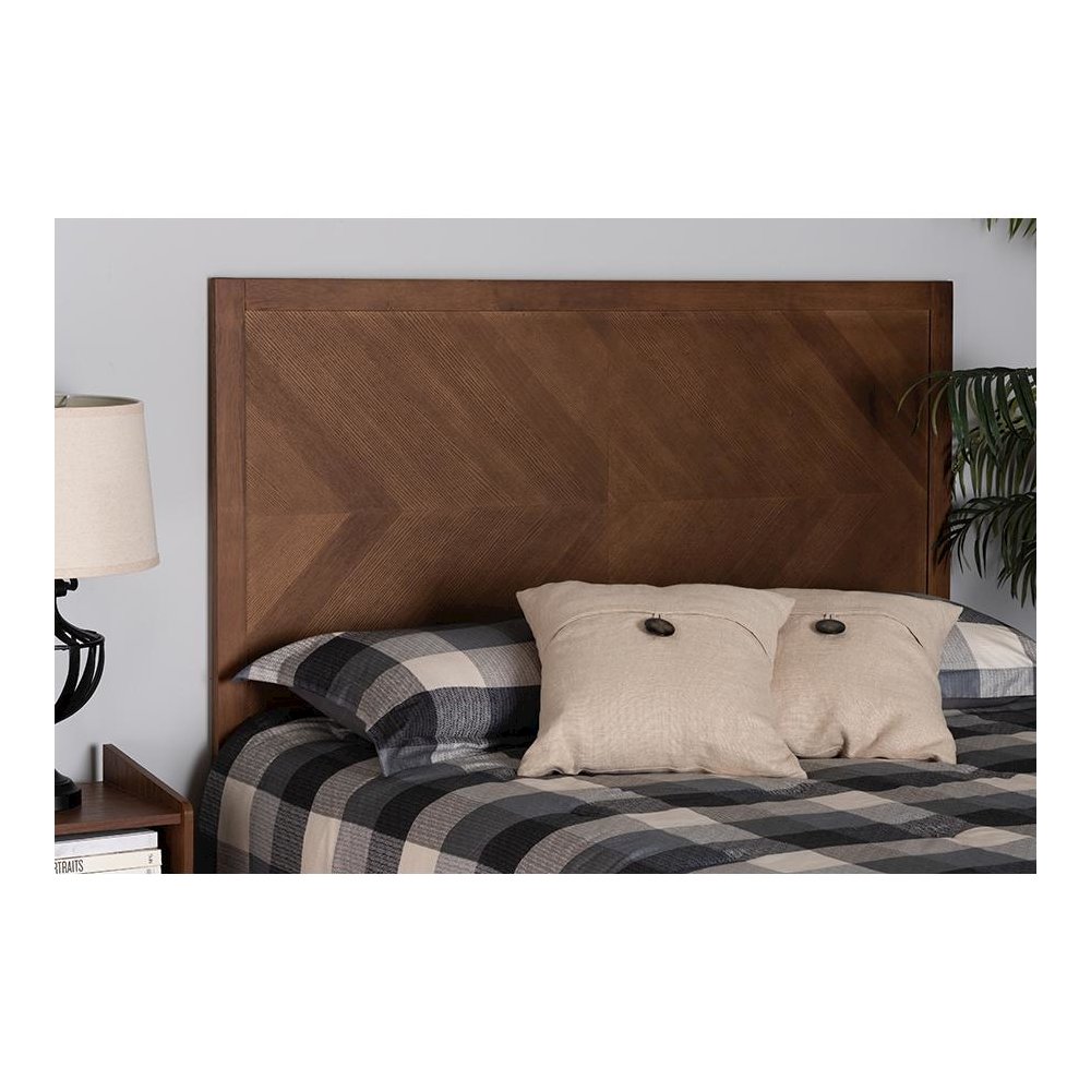 Terrian Classic and Traditional Ash Walnut Finished Wood Queen Size Headboard. Picture 17