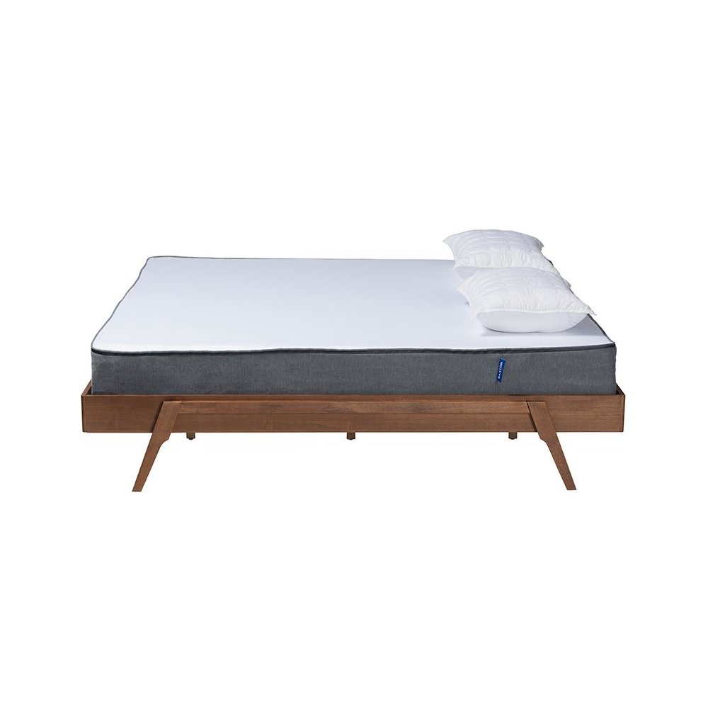 Sarita Mid-Century Modern Ash Walnut Finished Wood King Size Bed Frame. Picture 2