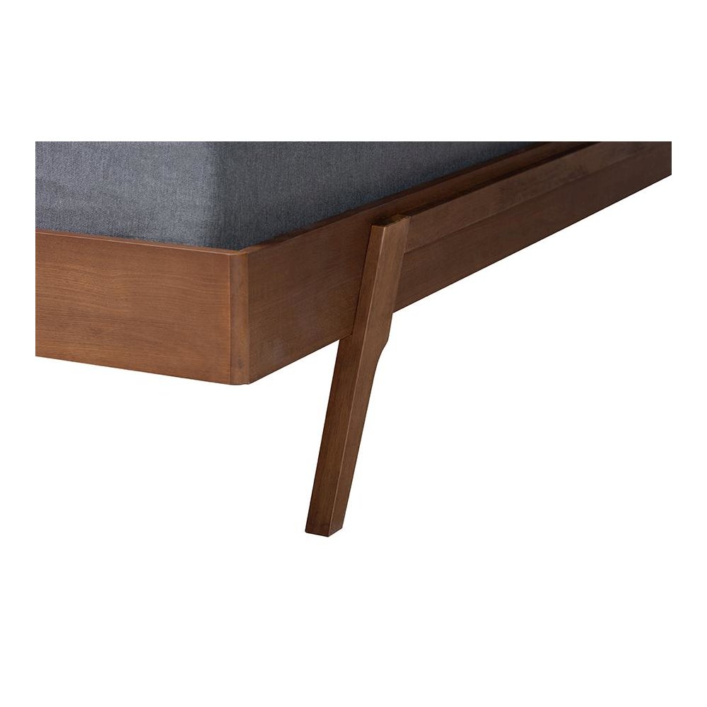 Sarita Mid-Century Modern Ash Walnut Finished Wood King Size Bed Frame. Picture 4