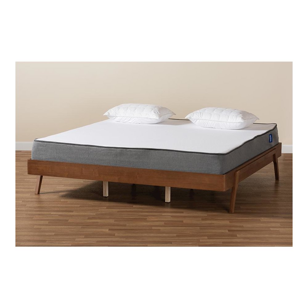 Sarita Mid-Century Modern Ash Walnut Finished Wood King Size Bed Frame. Picture 7