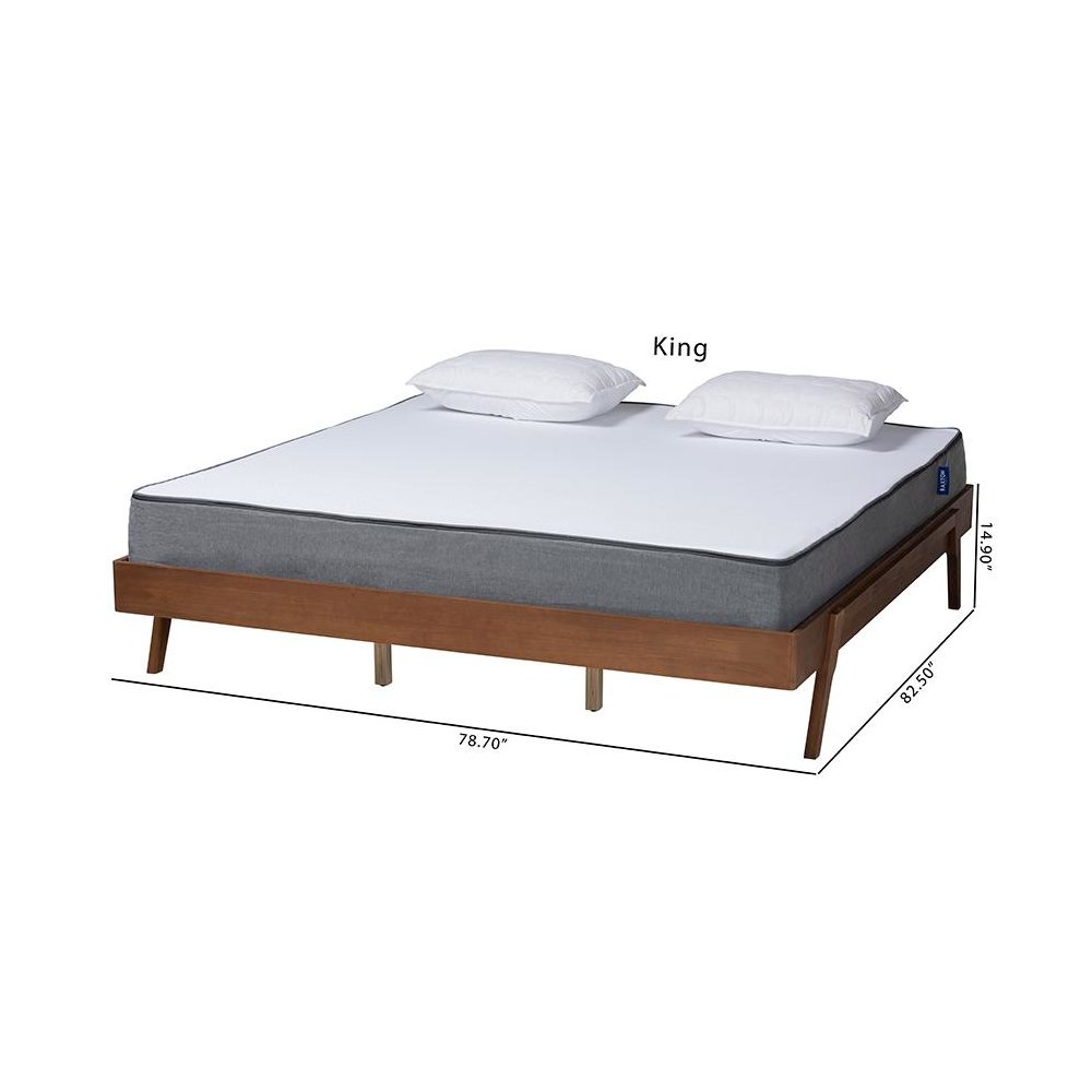 Sarita Mid-Century Modern Ash Walnut Finished Wood King Size Bed Frame. Picture 9