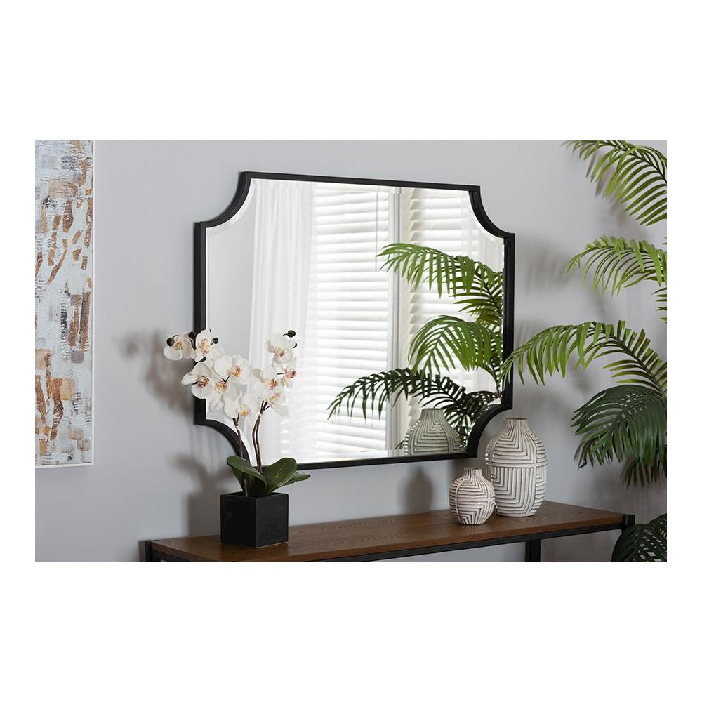 Baxton Studio Parcenet Modern Black Finished Metal Accent Wall Mirror. Picture 11