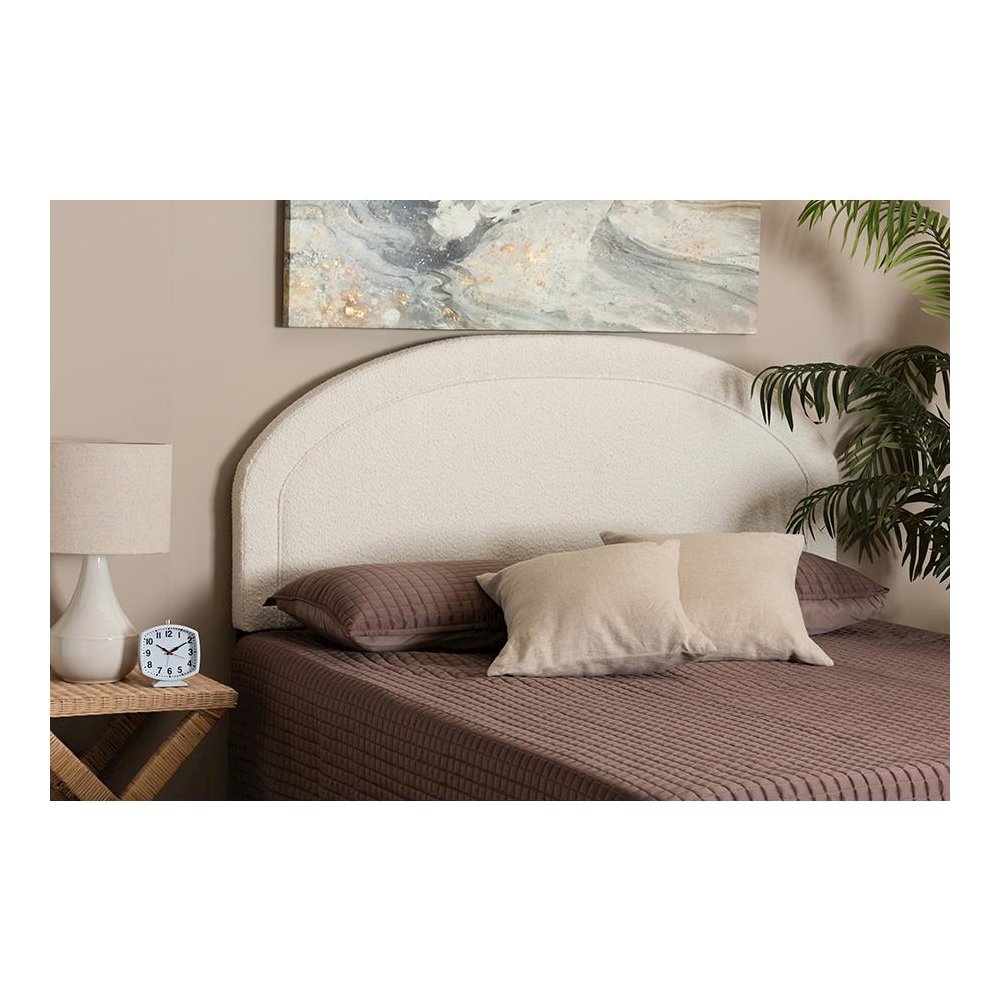 Baxton Studio Fiana Modern Cream Boucle Fabric Queen Size Headboard. Picture 15