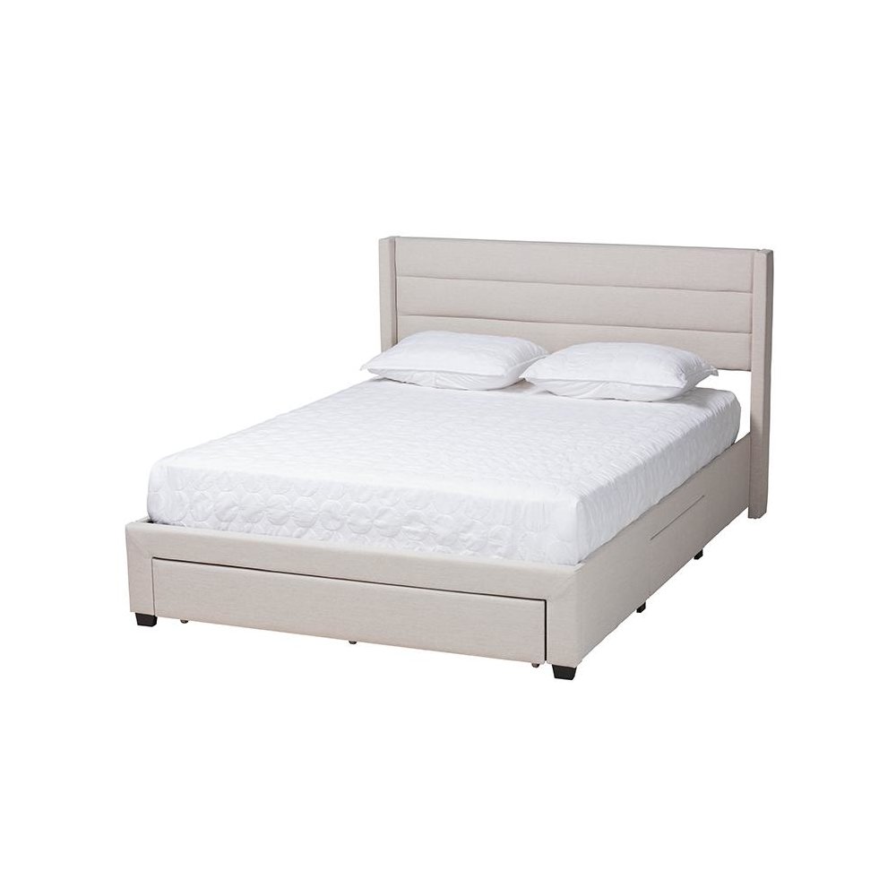 Dark Brown Finished Wood Queen Size 3-Drawer Storage Platform Bed. Picture 1