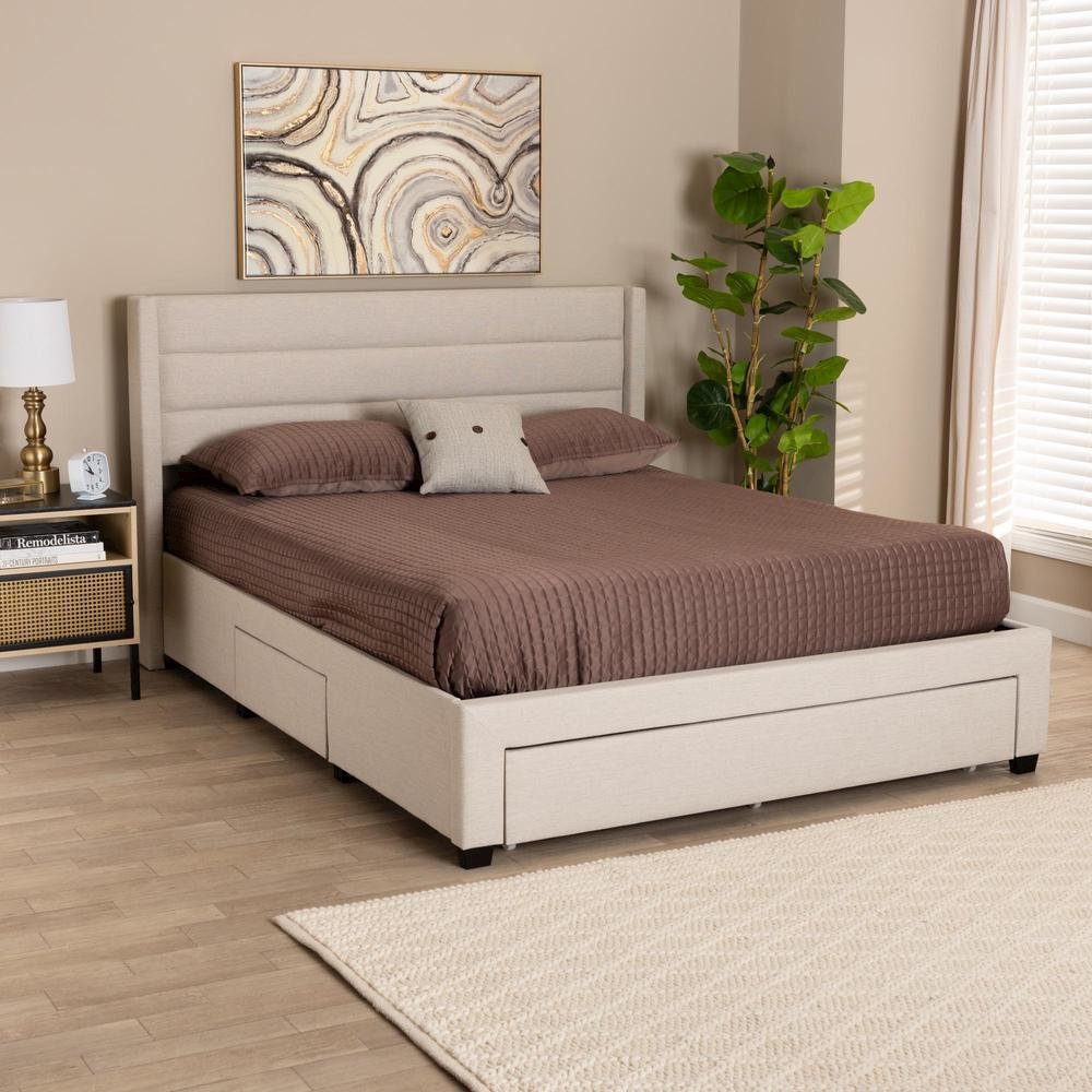Dark Brown Finished Wood Queen Size 3-Drawer Storage Platform Bed. Picture 19