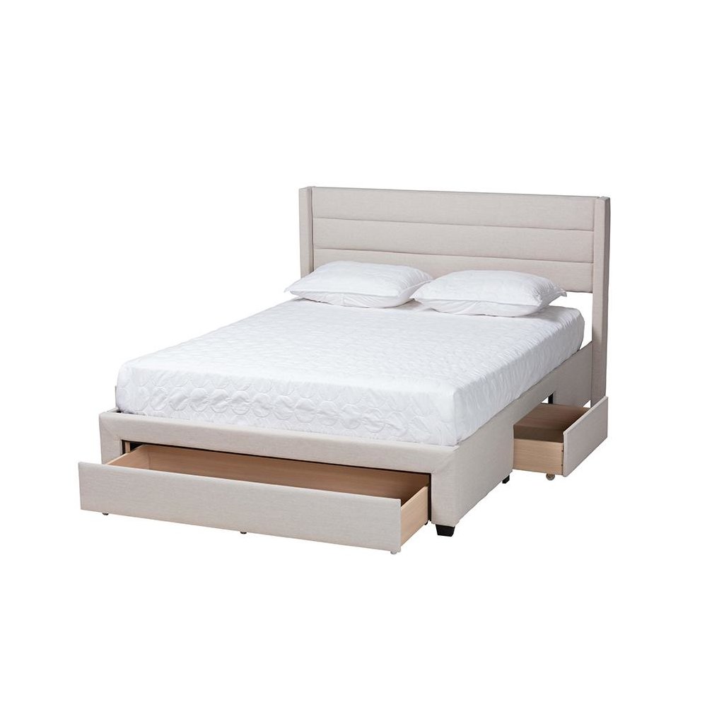Dark Brown Finished Wood Queen Size 3-Drawer Storage Platform Bed. Picture 2
