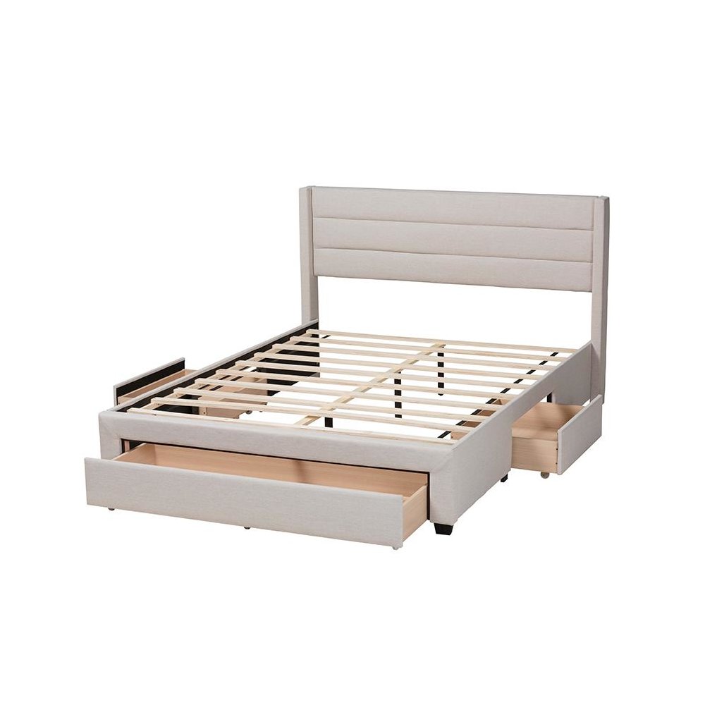 Dark Brown Finished Wood Queen Size 3-Drawer Storage Platform Bed. Picture 5