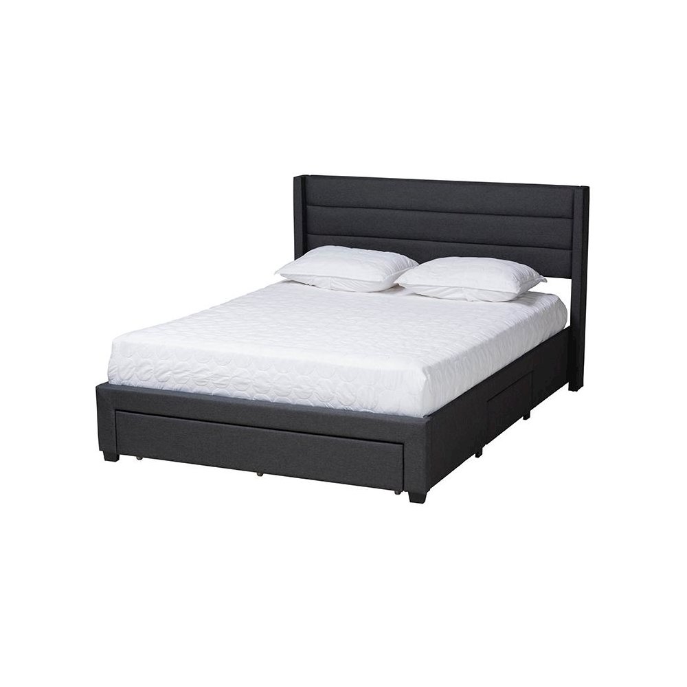 Dark Brown Finished Wood Queen Size 3-Drawer Storage Platform Bed. Picture 1