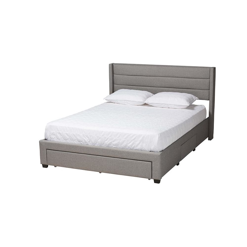 Dark Brown Finished Wood Queen Size 3-Drawer Storage Platform Bed. Picture 1