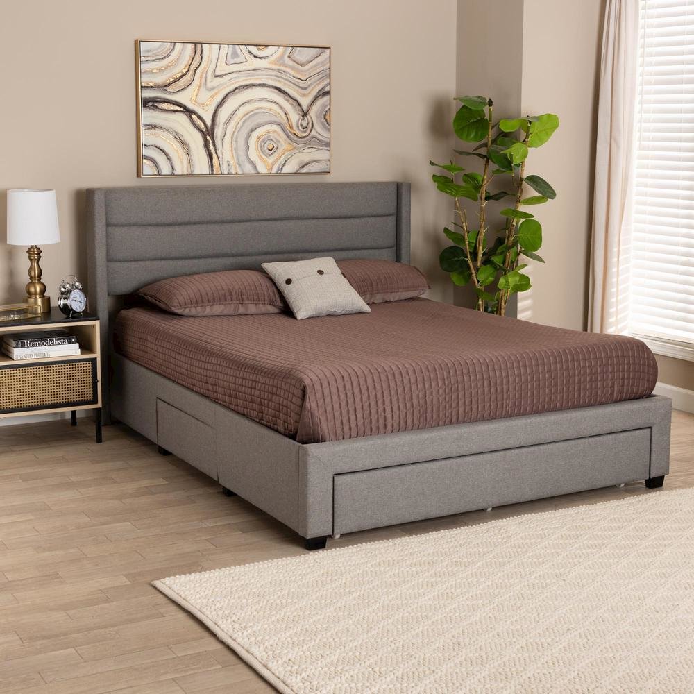 Dark Brown Finished Wood Queen Size 3-Drawer Storage Platform Bed. Picture 19