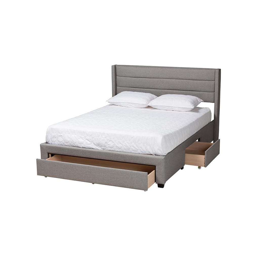 Dark Brown Finished Wood Queen Size 3-Drawer Storage Platform Bed. Picture 2