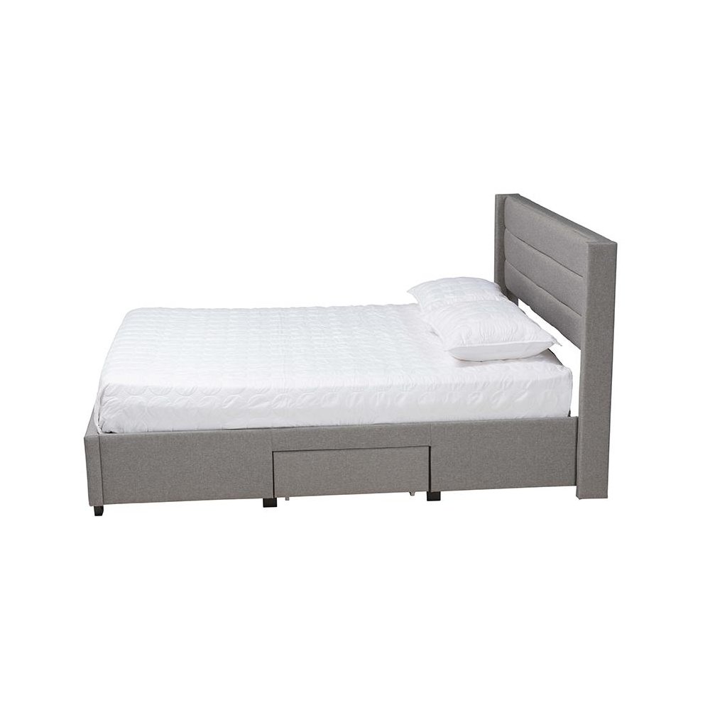 Dark Brown Finished Wood Queen Size 3-Drawer Storage Platform Bed. Picture 3