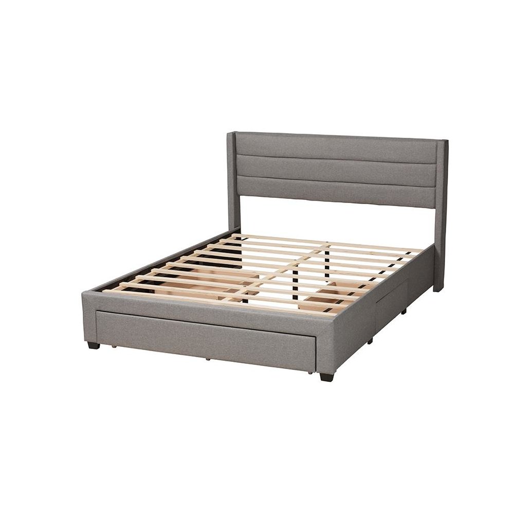 Dark Brown Finished Wood Queen Size 3-Drawer Storage Platform Bed. Picture 4