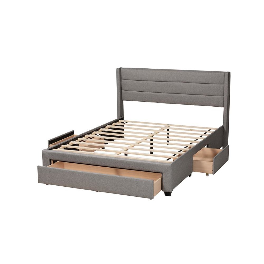 Dark Brown Finished Wood Queen Size 3-Drawer Storage Platform Bed. Picture 5
